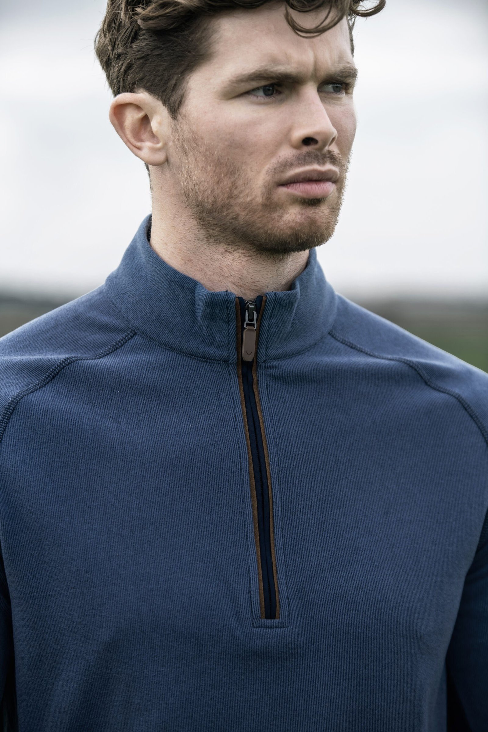 Callaway Brushed Rib 1/4 Zip sweat-shirt homme, peacoat heather