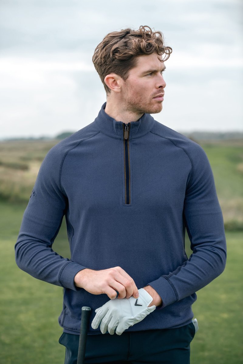 Callaway Brushed Rib 1/4 Zip sweat-shirt homme, peacoat heather