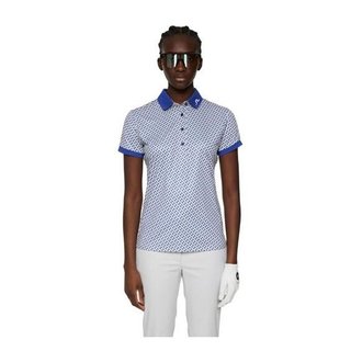J.Lindeberg Tour Tech Print polo femme, tour geo moonbeam
