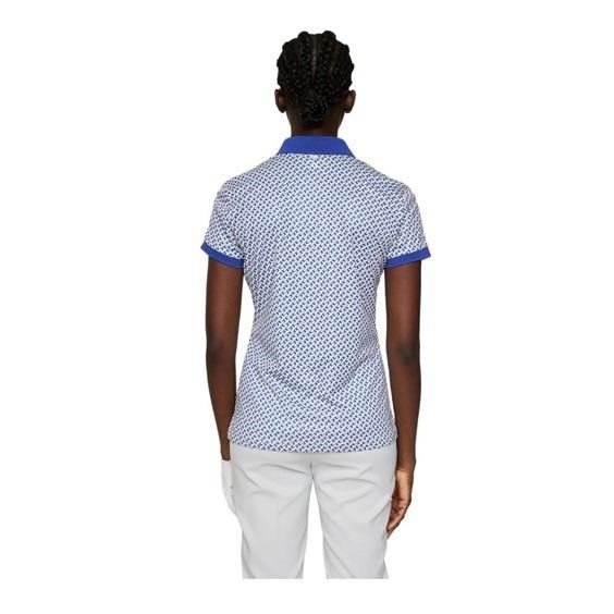 J.Lindeberg Tour Tech Print polo femme, tour geo moonbeam