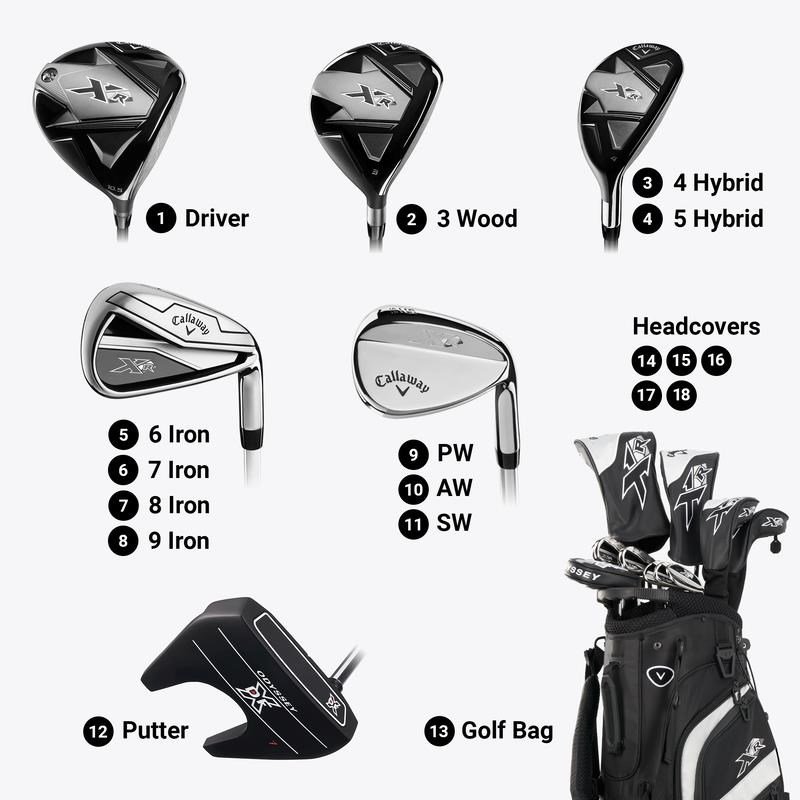 Callaway XR 26 13PC Black/Silver ensemble de golf homme, graphite