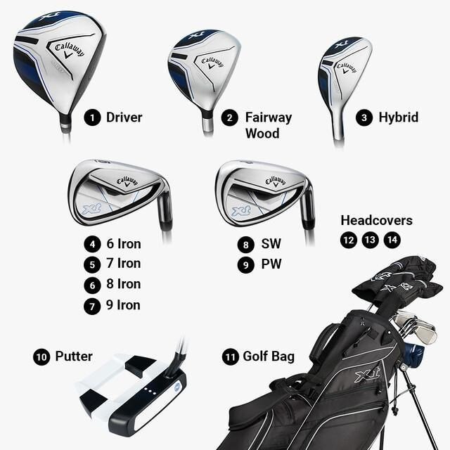 Callaway XT 26 11PC set de golf junior, acier/graphite, + stand bag, noir
