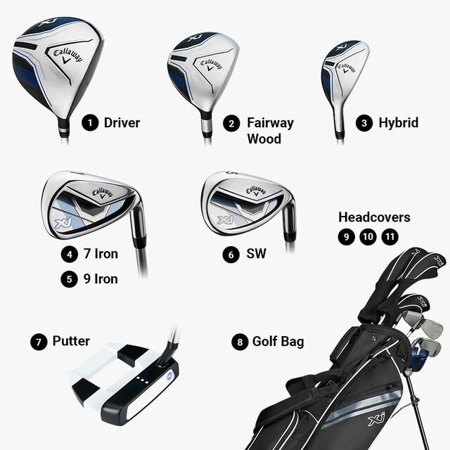 Callaway XJ-3 8PC junior set de golf, stand bag, noir