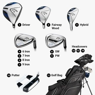Callaway XT 26 11PC set de golf junior, acier/graphite, + stand bag, noir