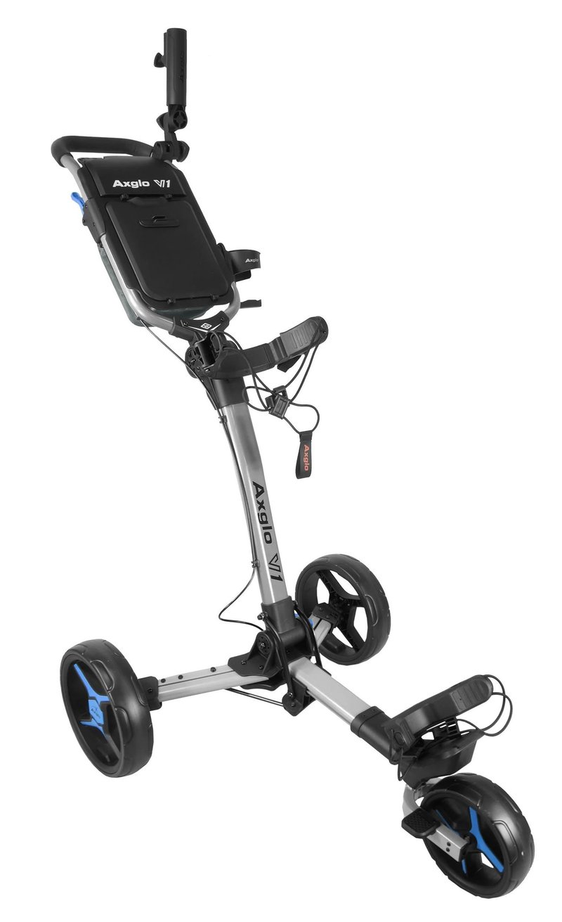 Axglo V1 chariot manuel de golf, argent/bleu