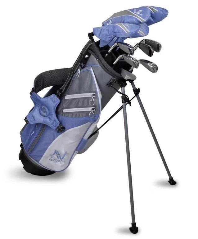 U.S. Kids Golf AV Cloud-60 (152cm) set de golf junior 11 clubs, graphite, + stand bag, gris/blanc/bleu