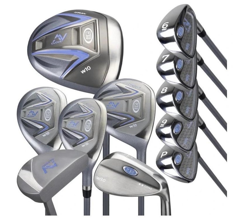 U.S. Kids Golf AV Cloud-60 (152cm) set de golf junior 11 clubs, graphite, + stand bag, gris/blanc/bleu