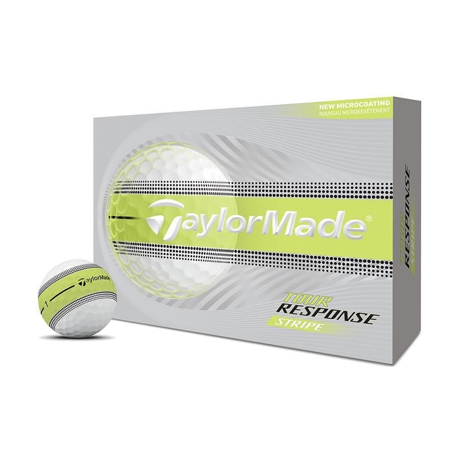 JuCad TaylorMade Tour Response Stripe balles de golf 2026 (12 balles), jaune fluo