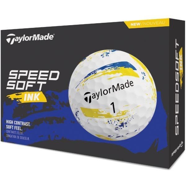 TaylorMade SpeedSoft Ink balles de golf, jaune/bleu