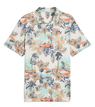 Puma Cloudspun Palm polo homme, warm white/mint jelly/melon glow