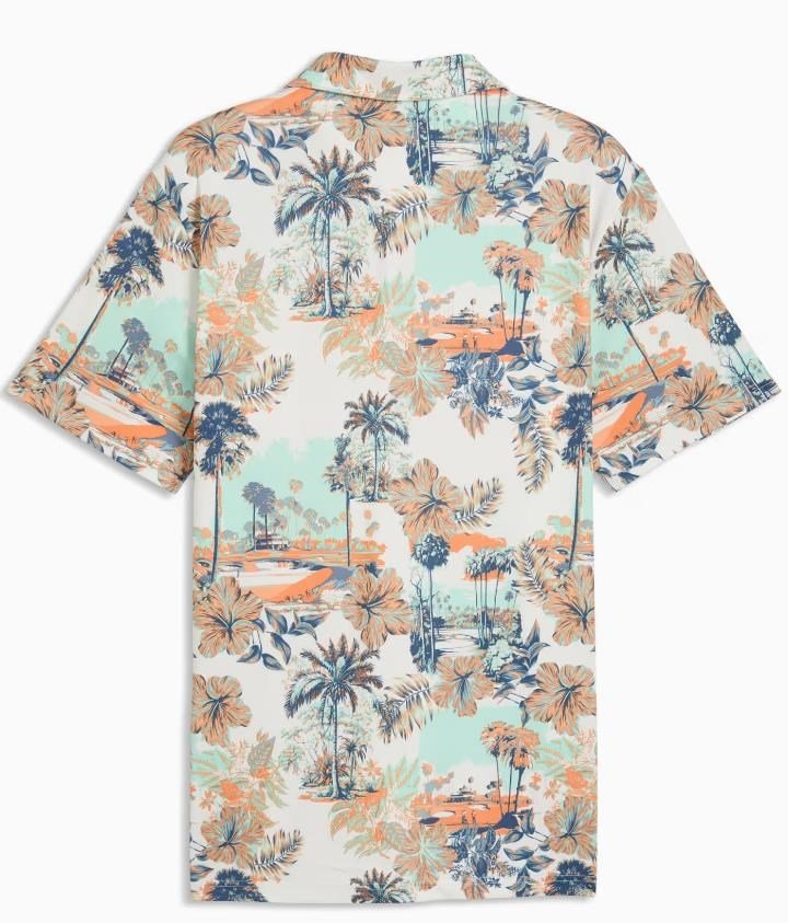 Puma Cloudspun Palm polo homme, warm white/mint jelly/melon glow