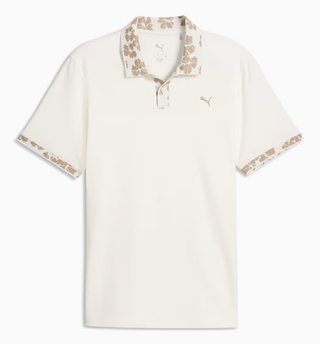 Puma Modalon Floral Rib polo homme, warm white/ice coffee