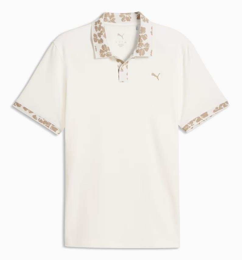 Puma Modalon Floral Rib polo homme, warm white/ice coffee