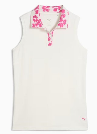Puma Modalon Floral Rib Sleeveless polo femme, warm white/pink opal