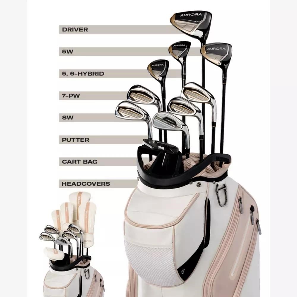 Wilson Aurora série de golf femmes (graphite), main gauche + sac chariot