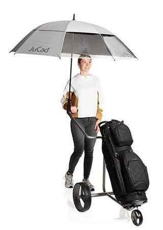 JuCad parapluie coupe-vent & fenêtre avec épingle 68", protection UV, argent