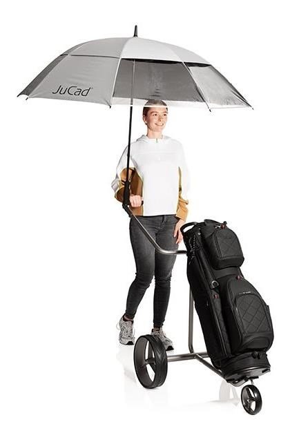 JuCad parapluie coupe-vent & fenêtre avec épingle 68", protection UV, argent