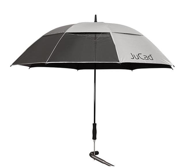 JuCad parapluie de golf télescopique 68" carré & anti-vent avec 2 fenêtres de vision avec épingle, argent (protection UV)