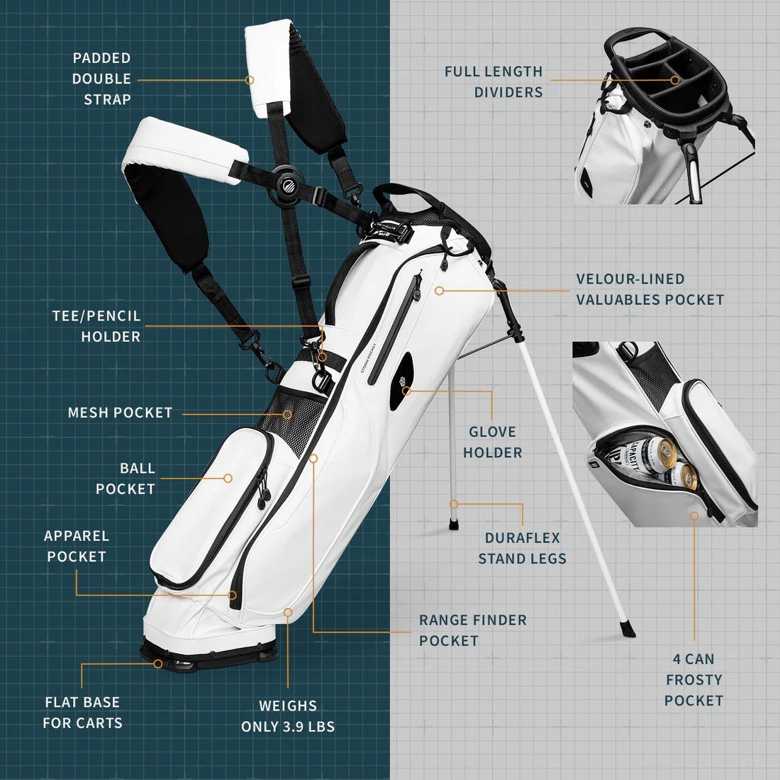 Sunday Golf El Camino S-Class pencil bag, blanc