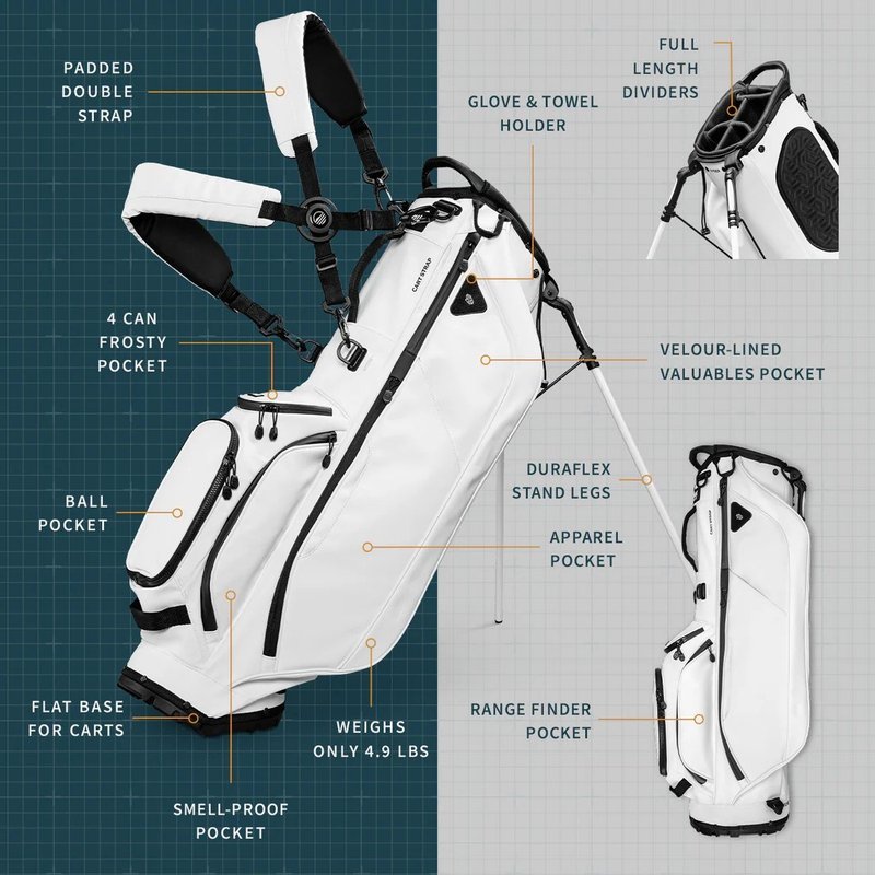 Sunday Golf Ryder S-Class stand bag, blanc