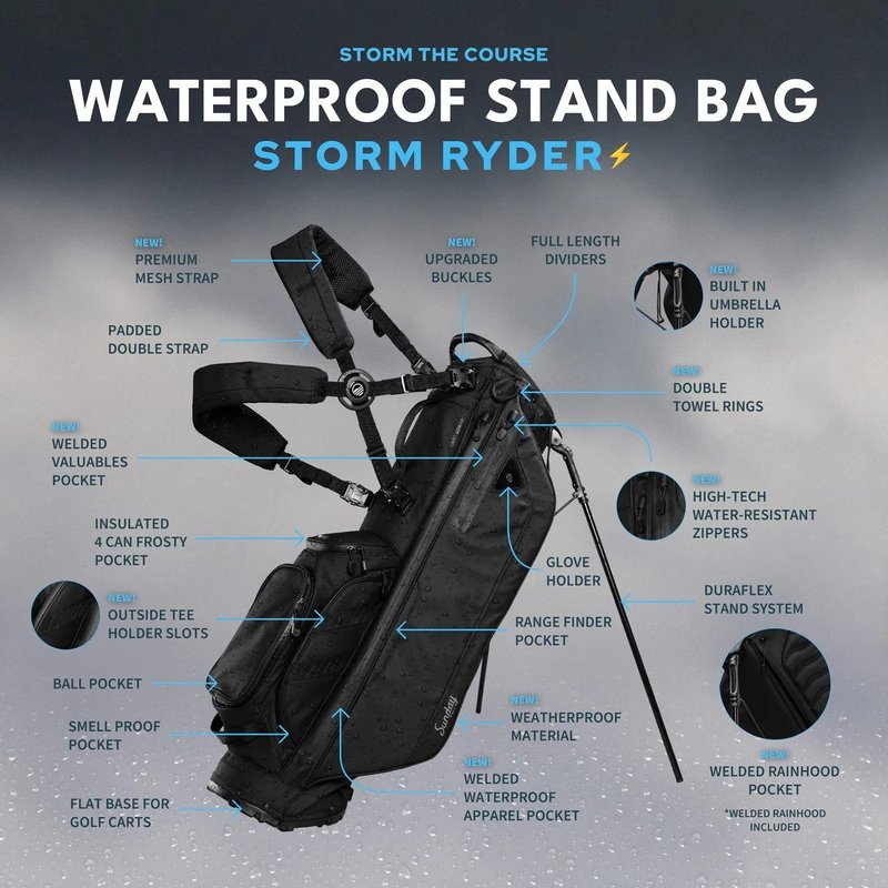 Sunday Golf Storm Ryder stand bag, noir