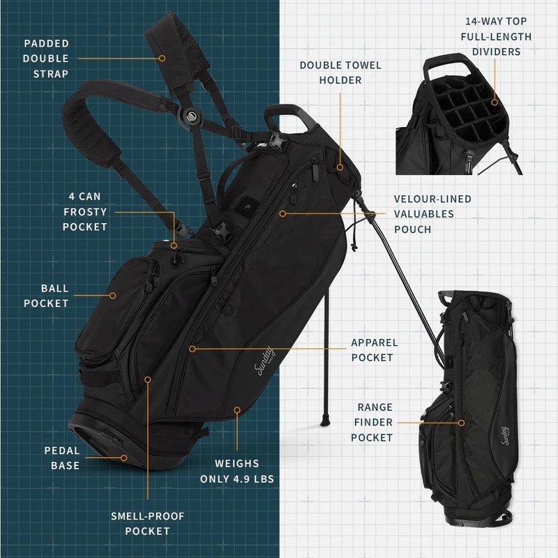 Sunday Golf Ryder 14 way stand bag, noir