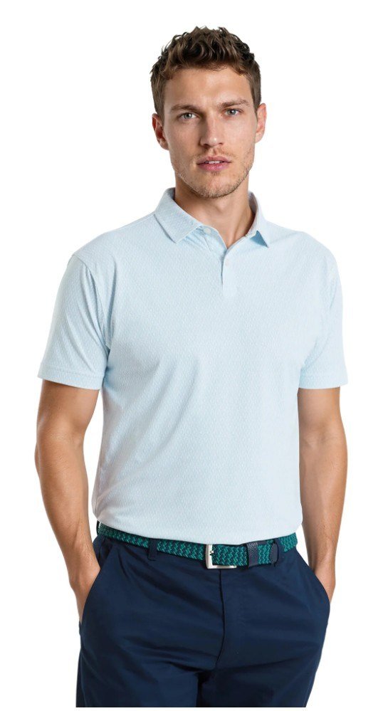 FootJoy Modernist Geo Pique polo homme, blanc/bleu glacé