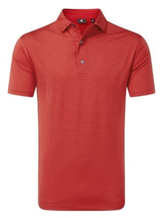 FootJoy Micro Feeder Stripe Lisle polo homme, red tonal