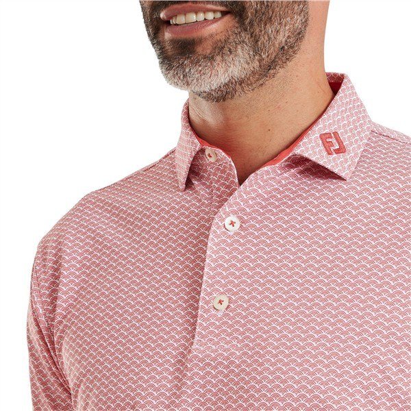 FootJoy Scallop Geo Pique polo homme, nantucket red