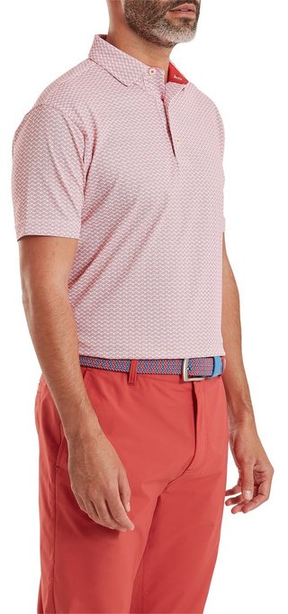 FootJoy Scallop Geo Pique polo homme, nantucket red