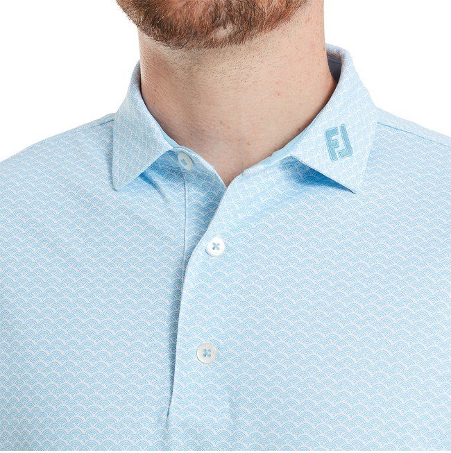 FootJoy Scallop Geo Pique polo homme, blue reef