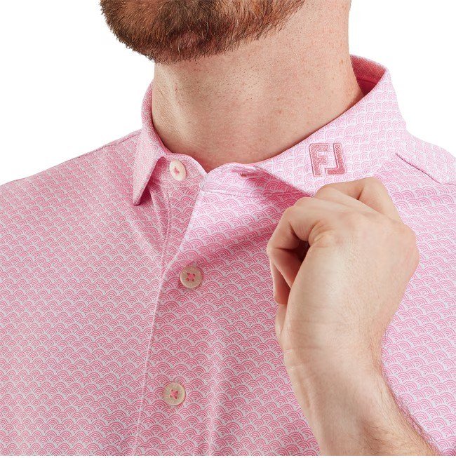 FootJoy Scallop Geo Pique polo homme, pink pop