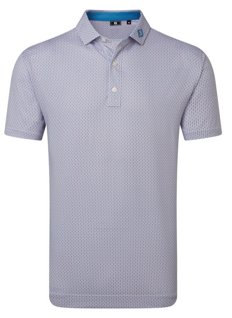 FootJoy Nautical Flag Print Lisle polo homme, nantucket red/coastal blue