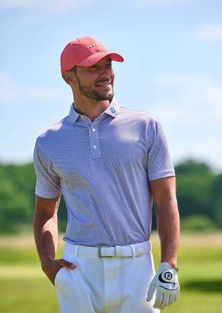 FootJoy Nautical Flag Print Lisle polo homme, nantucket red/coastal blue