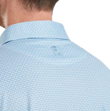 FootJoy Nautical Flag Print Lisle polo homme, blue reef/deep reef