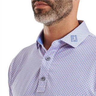 FootJoy Nautical Flag Print Lisle polo homme, pink pop/vivid violet