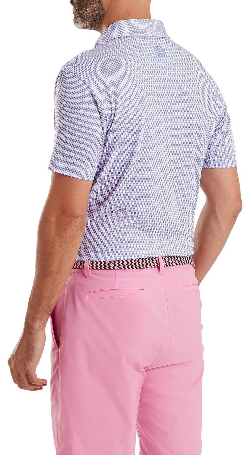 FootJoy Nautical Flag Print Lisle polo homme, pink pop/vivid violet