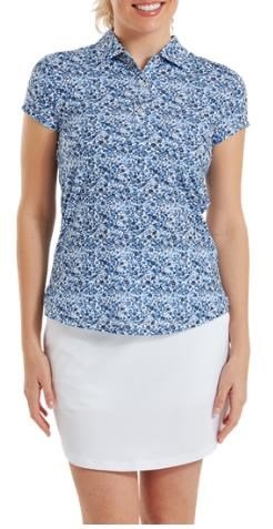FootJoy Cap Sleeve Lisle polo femme, navy floral print