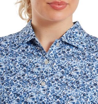 FootJoy Cap Sleeve Lisle polo femme, navy floral print