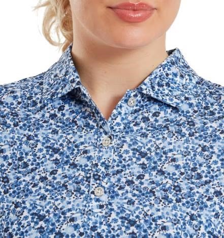 FootJoy Cap Sleeve Lisle polo femme, navy floral print