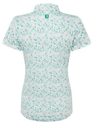 FootJoy Cap Sleeve Lisle polo femme, tile blue floral print