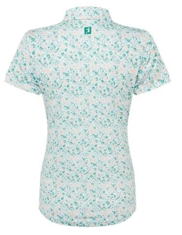 FootJoy Cap Sleeve Lisle polo femme, tile blue floral print