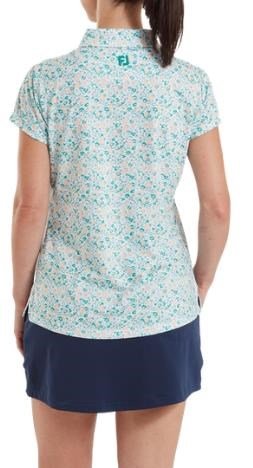 FootJoy Cap Sleeve Lisle polo femme, tile blue floral print