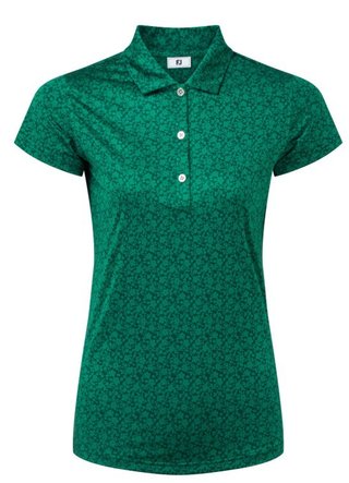 FootJoy Painted Floral Cap Sleeve Lisle polo femme, field green