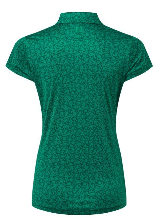 FootJoy Painted Floral Cap Sleeve Lisle polo femme, field green