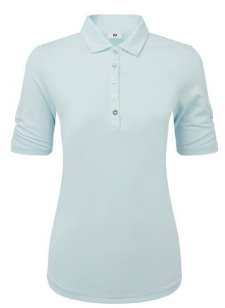 FootJoy Half Sleeve Ruched Lisle polo femme, glacial blue