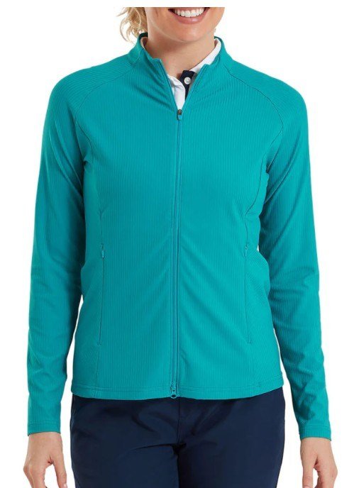 FootJoy Full-Zip Rib Midlayer pull femme zippé, tile blue