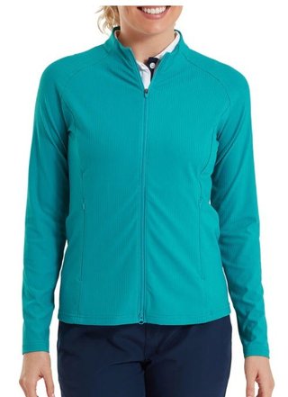 FootJoy Full-Zip Rib Midlayer pull femme zippé, tile blue
