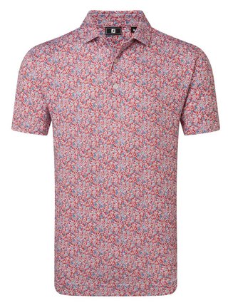 FootJoy Meadow Print Lisle polo homme, nantucket red/hambray/coastal blue