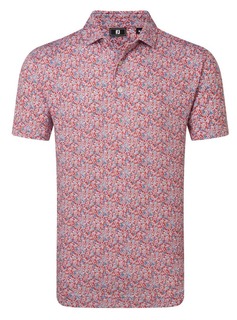 FootJoy Meadow Print Lisle polo homme, nantucket red/hambray/coastal blue